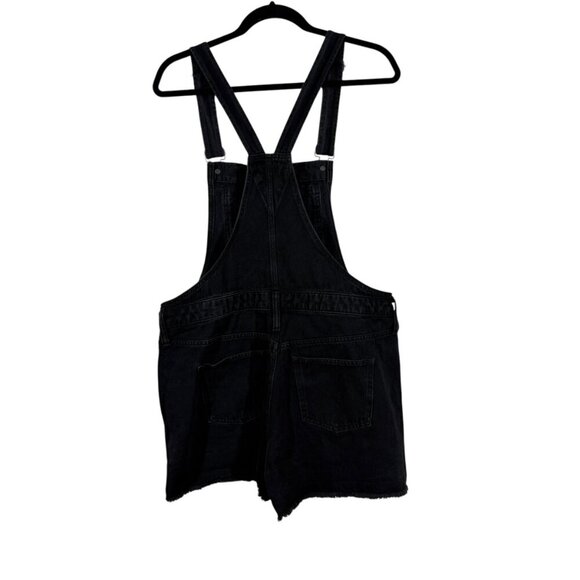 Madewell Black Raw Hem Jean Short Overalls with 3.5" Inseam Women's Size Large - Picture 2 of 4